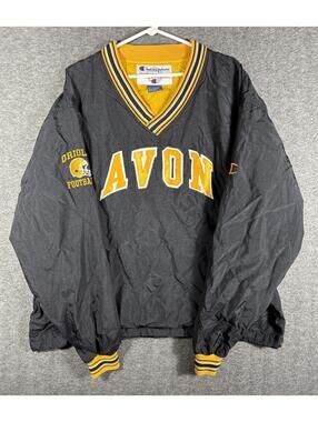 VTG Champion 1990s Windbreaker Size Large Black Yellow Embroidery AVON Pullover